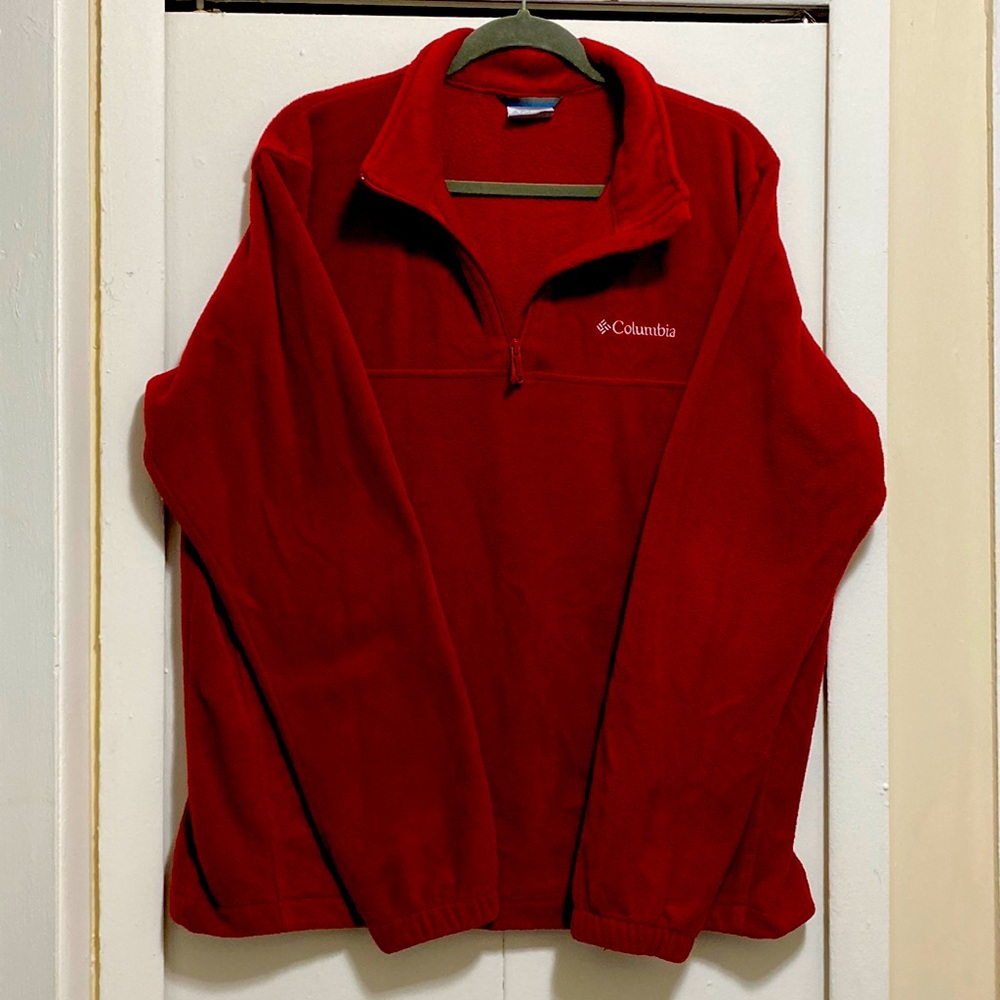Men’s Size Large Columbia Pull Over Jacket - Deep Red - Lightly Worn